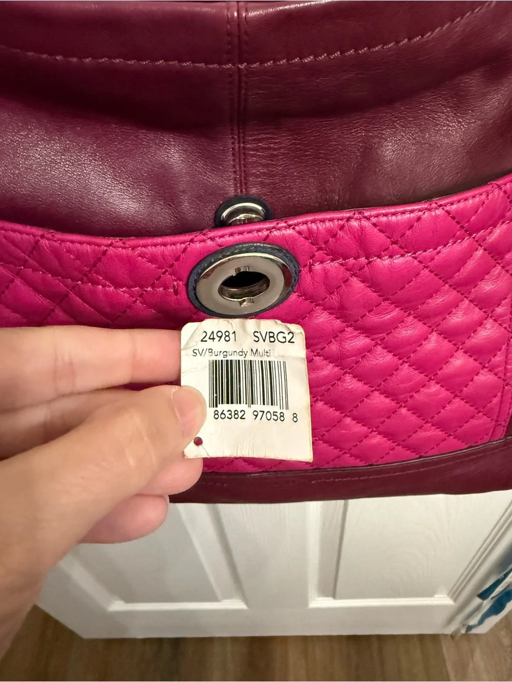 Coach Quilted Leather Hobo Bag Burgundy Pink Multi Turnlock Purse 24981 Park